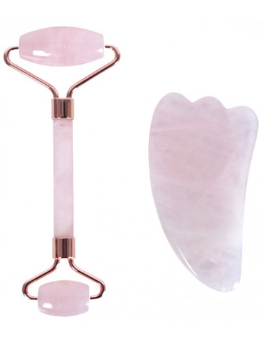 Set rodillo de cuarzo y Gua Sha Mima Rose Bifull