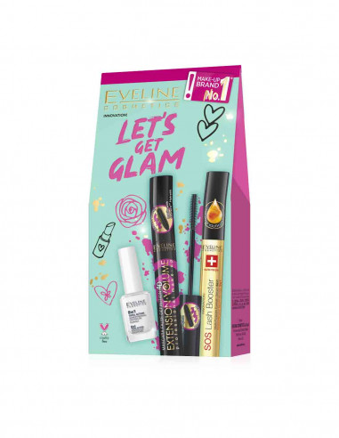 Pack Lets Glam máscara + sérum de pestañas + tratamiento de uñas