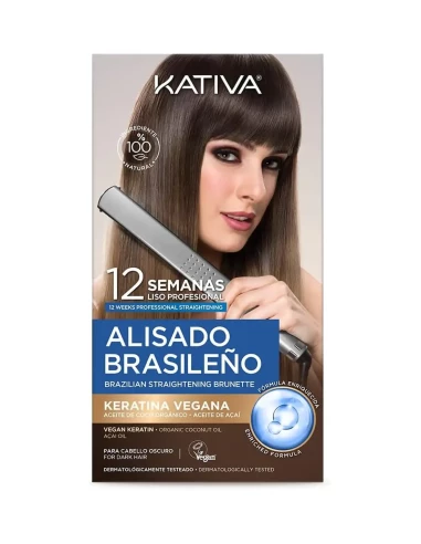 Kativa Kit Alisado Brasileño para Cabello Oscuro con Keratina Vegana