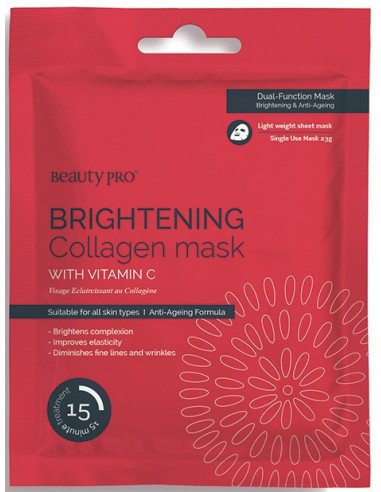 Mascarilla Brightening colágeno y vitamina C Beauty Pro