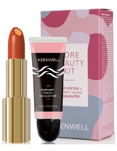 Core Beauty Kit Keenwell (barra de labios 01 + iluminador) coral